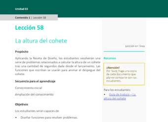 Unidad 3 - Lección 58: La altura del cohete