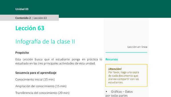 Unidad 3 - Lección 63: Infografía de la clase II