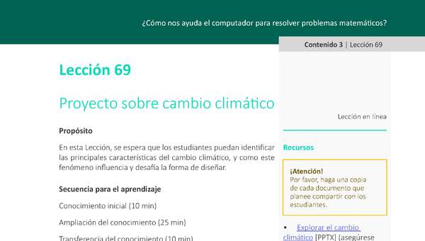 Unidad 3 - Lección 69: Proyecto sobre cambio climático