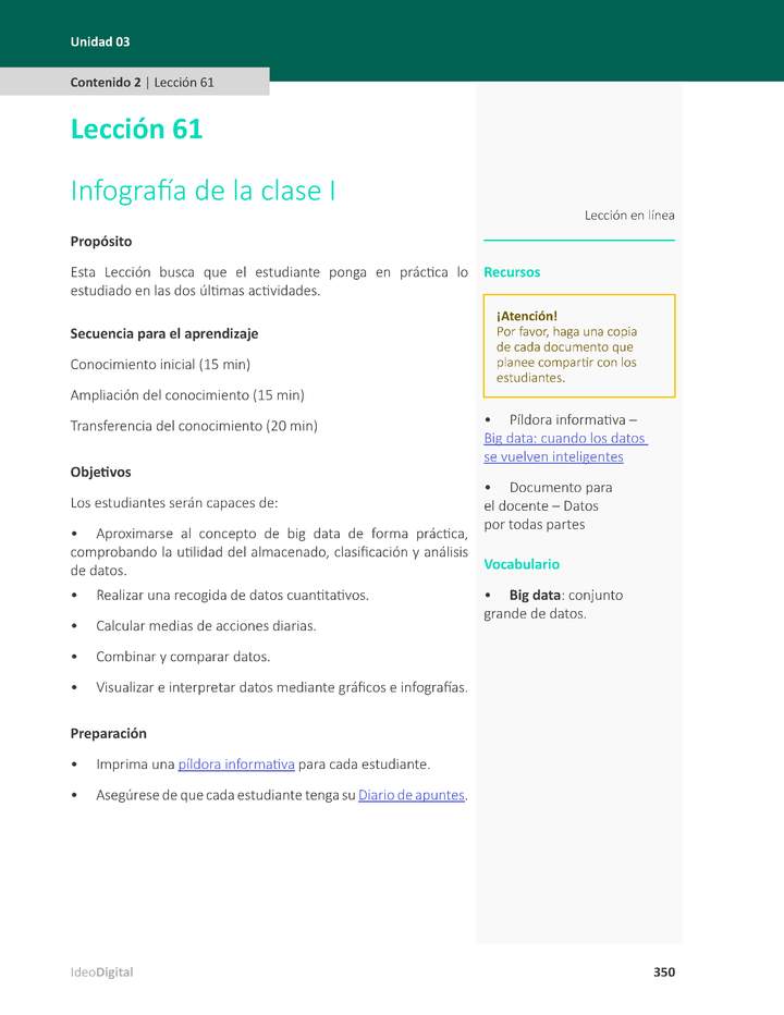 Unidad 3 - Lección 61: Infografía de la clase I