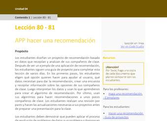 Unidad 4 - Lección 80-81: APP hacer una recomendación