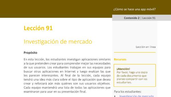 Unidad 4 - Lección 91: Investigación de mercado