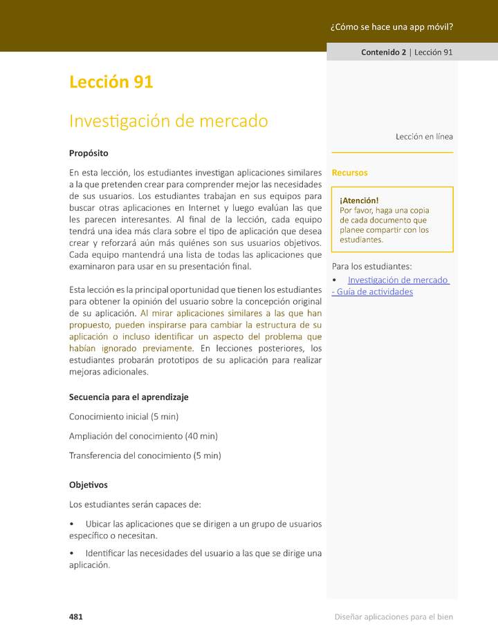 Unidad 4 - Lección 91: Investigación de mercado