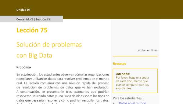 Unidad 4 - Lección 75: Solución de problemas con Big Data