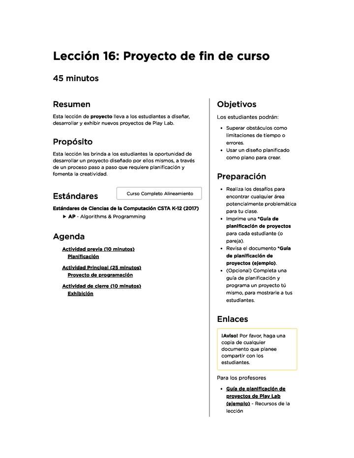 Lección 16: Proyecto de fin de curso