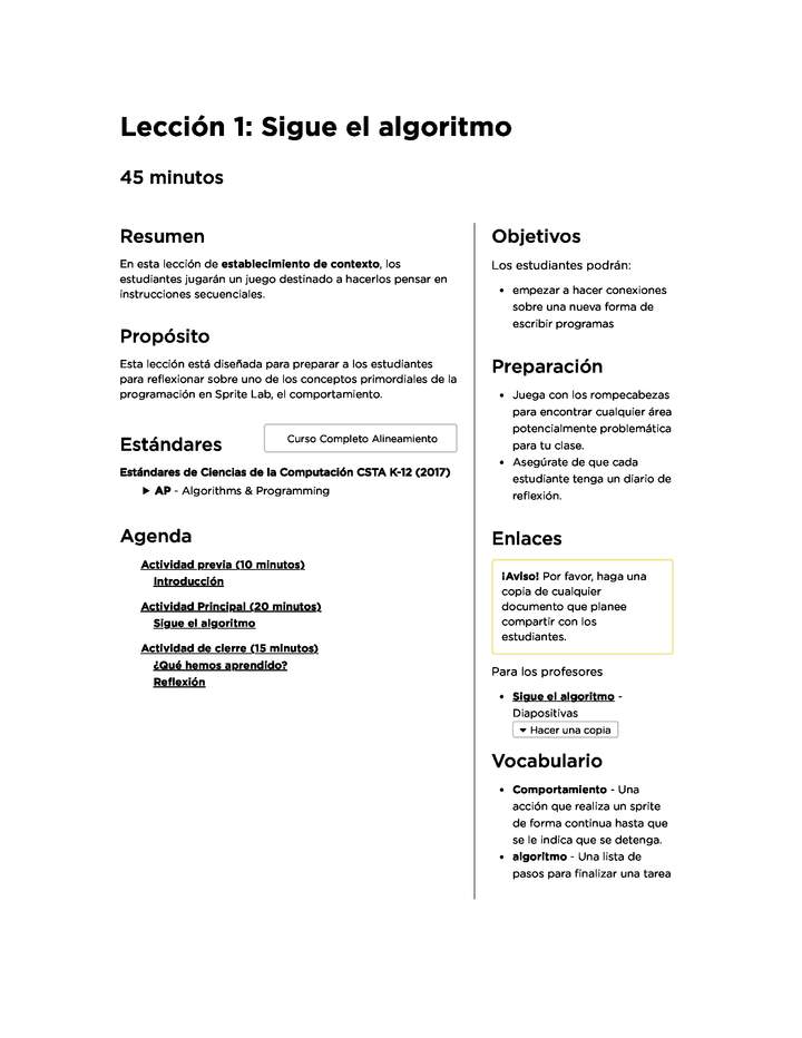 Lección 1: Sigue el algoritmo