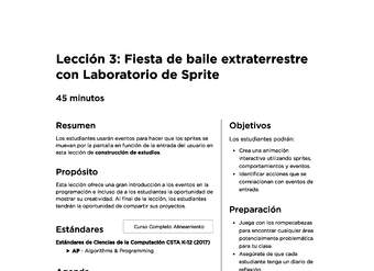 Lección 03: Fiesta de baile extraterrestre con Laboratorio de Sprite