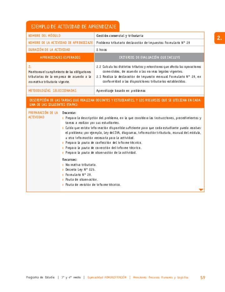 Problema tributario declaración de impuestos Formulario N° 29