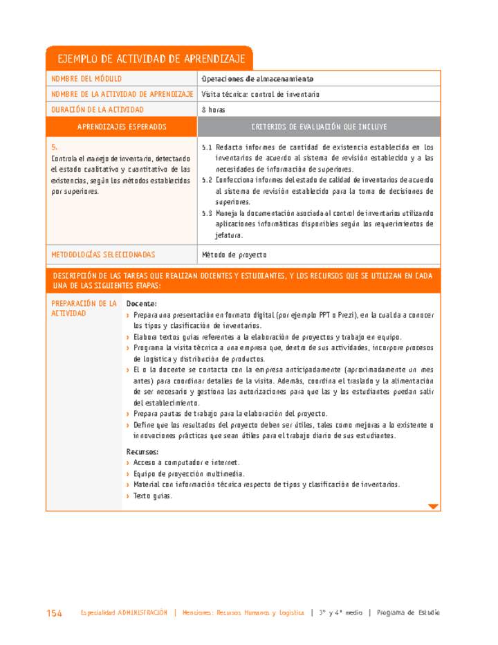 Visita técnica: control de inventario