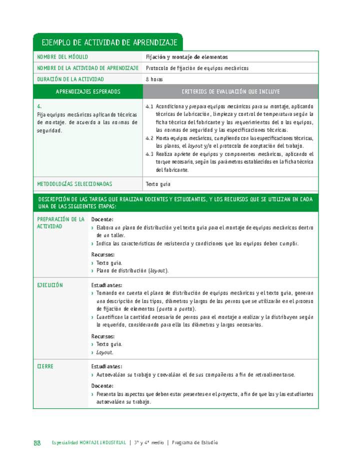 Protocolo de fijación de equipos mecánicos