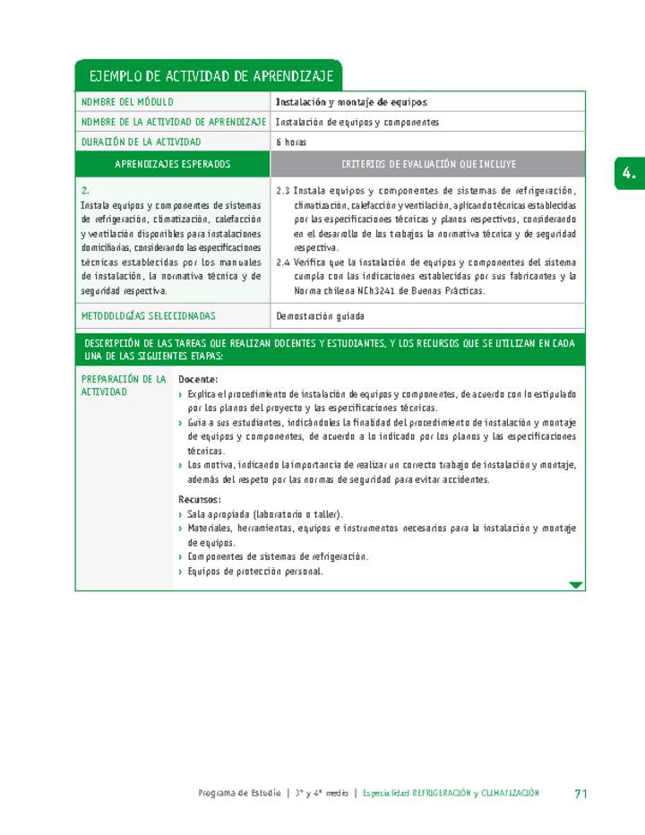 Instalación de equipos y componentes