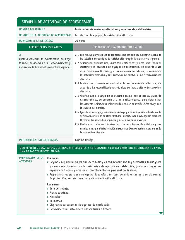 Instalación de equipos de calefacción eléctricos