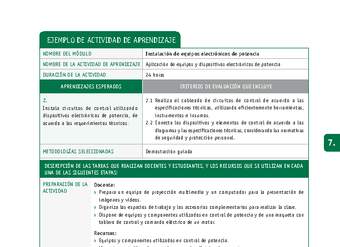 Aplicación de equipos y dispositivos electrónicos de potencia