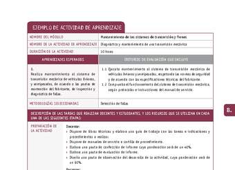 Diagnóstico y mantenimiento de una transmisión mecánica