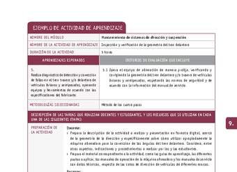 Inspección y verificación de la geometría del tren delantero