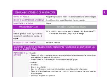 Acondicionamiento para el desove en diversas especies