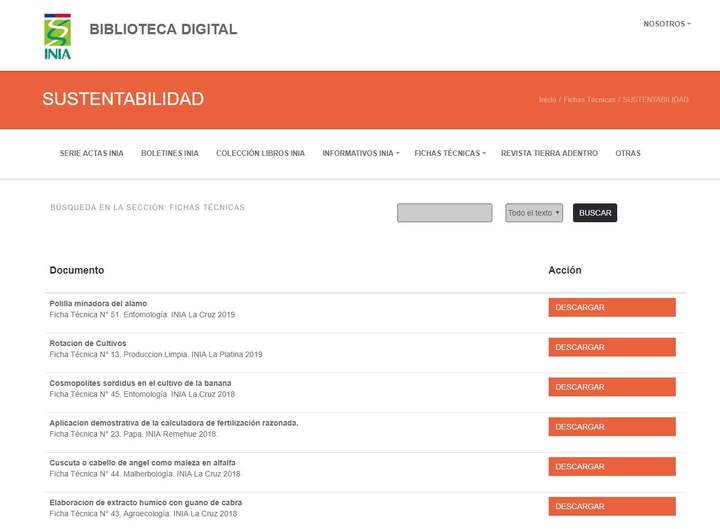 SITIO BIBLIOTECA DIGITAL INIA SUSTENTABILIDAD